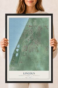 Map of Lincoln, Berrien County, Michigan, 18 x 24 inch print in a black wood frame
