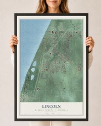 Map of Lincoln, Berrien County, Michigan, 24 x 36 inch print in a black wood frame