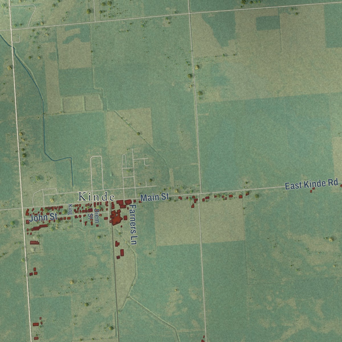 Close-up of the map of Lincoln, Huron County, Michigan print showing street and building detail