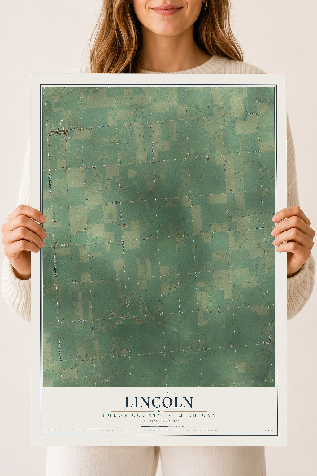 Map of Lincoln, Huron County, Michigan, 18 x 24 inch unframed archival matte print