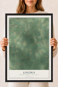 Map of Lincoln, Huron County, Michigan, 18 x 24 inch print in a black wood frame