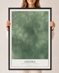 Map of Lincoln, Huron County, Michigan, 24 x 36 inch print in a black wood frame