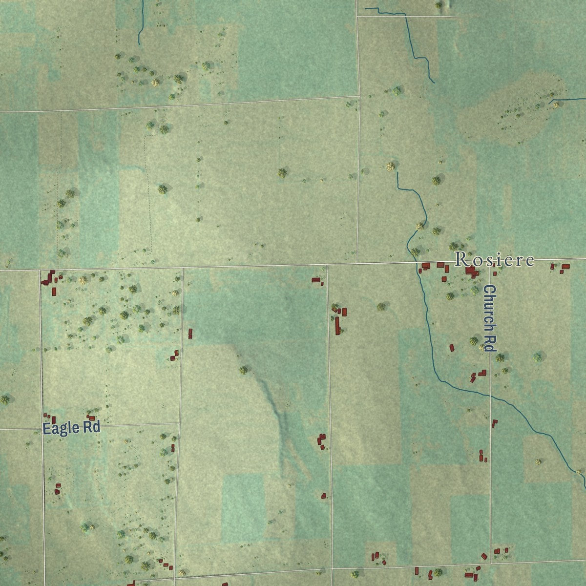 Second close-up of the map of Lincoln, Kewaunee County, Wisconsin print showing more streets and buildings