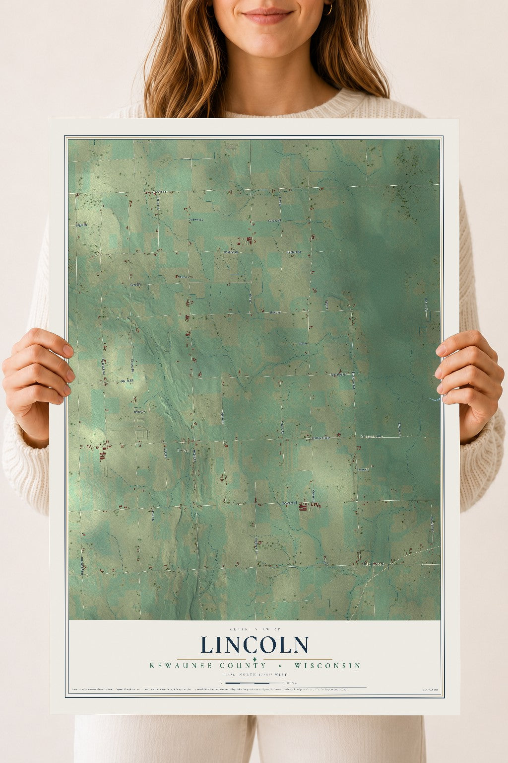 Map of Lincoln, Kewaunee County, Wisconsin, 18 x 24 inch unframed archival matte print