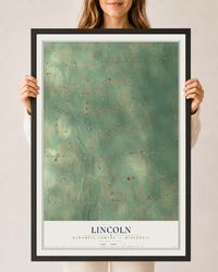 Map of Lincoln, Kewaunee County, Wisconsin, 24 x 36 inch print in a black wood frame