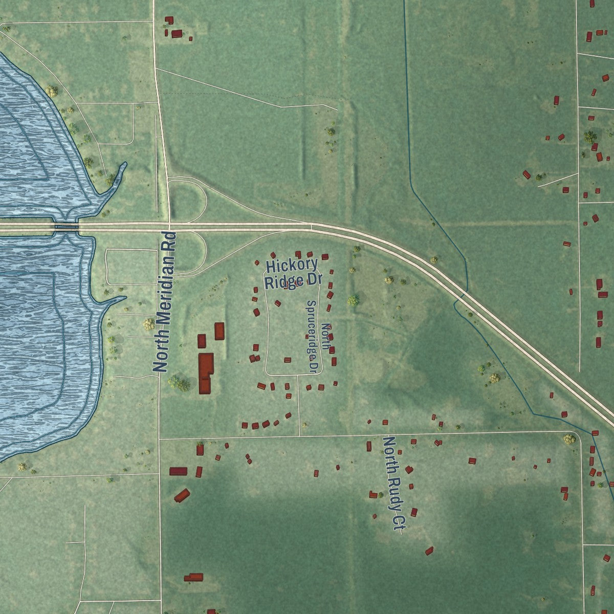 Close-up of the map of Lincoln, Midland County, Michigan print showing street and building detail