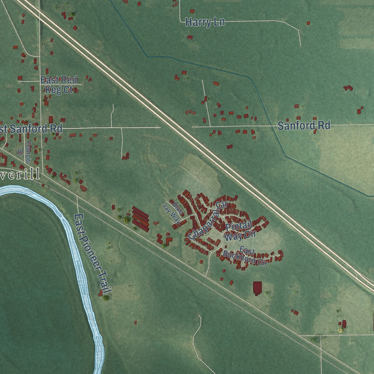 Second close-up of the map of Lincoln, Midland County, Michigan print showing more streets and buildings