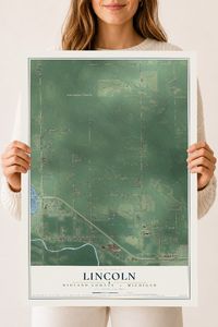 Map of Lincoln, Midland County, Michigan, 18 x 24 inch unframed archival matte print