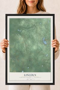 Map of Lincoln, Newaygo County, Michigan, 18 x 24 inch print in a black wood frame