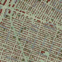 Close-up of the map of Lincoln Park, Michigan print showing street and building detail