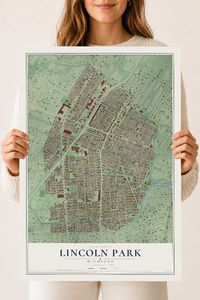 Map of Lincoln Park, Michigan, 18 x 24 inch unframed archival matte print