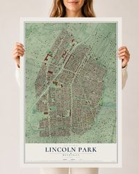 Map of Lincoln Park, Michigan, 24 x 36 inch unframed archival matte print