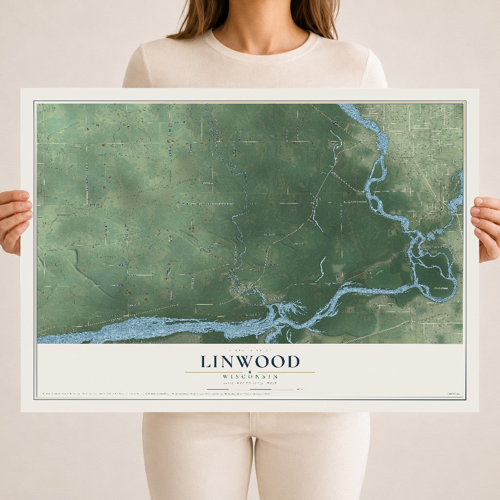 Map of Linwood, Wisconsin, 18 x 24 inch unframed archival matte print