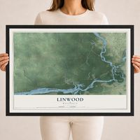 Map of Linwood, Wisconsin, 18 x 24 inch print in a black wood frame