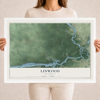 Map of Linwood, Wisconsin, 18 x 24 inch print in a white wood frame
