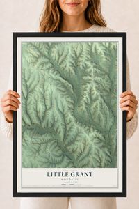 Map of Little Grant, Wisconsin, 18 x 24 inch print in a black wood frame