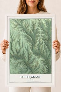 Map of Little Grant, Wisconsin, 18 x 24 inch print in a white wood frame