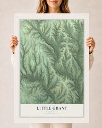 Map of Little Grant, Wisconsin, 24 x 36 inch print in a white wood frame