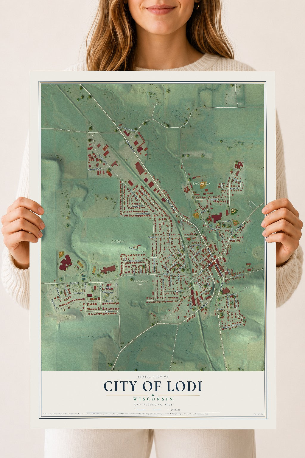 Map of Lodi, Wisconsin, 18 x 24 inch unframed archival matte print