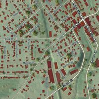 Close-up of the map of Lodi, Wisconsin print showing street and building detail