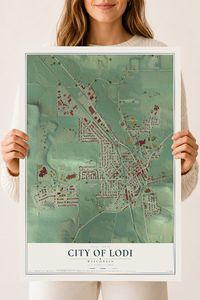 Map of Lodi, Wisconsin, 18 x 24 inch unframed archival matte print