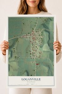 Map of Loganville, Wisconsin, 18 x 24 inch unframed archival matte print