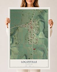 Map of Loganville, Wisconsin, 24 x 36 inch unframed archival matte print