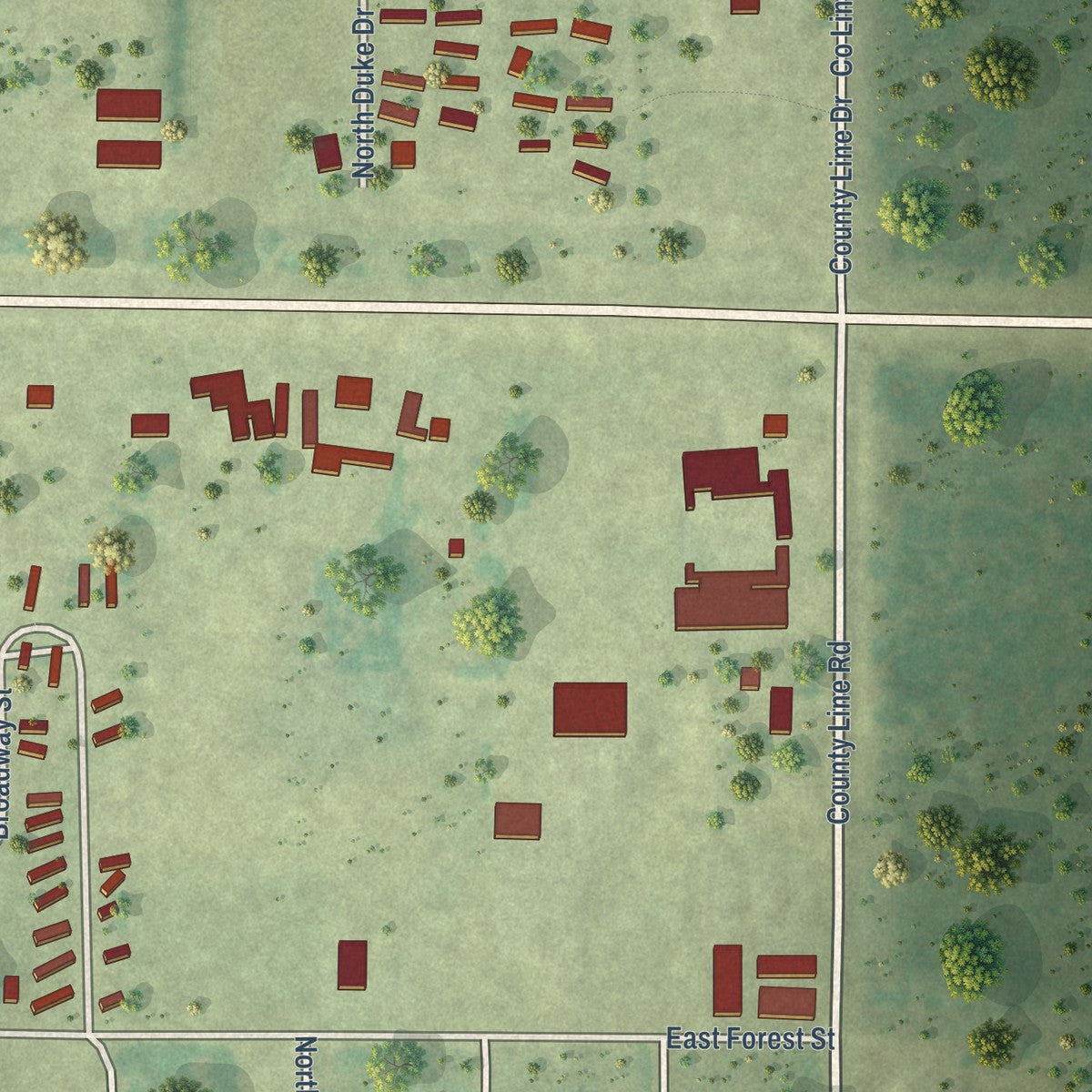 Second close-up of the map of Lone Rock, Wisconsin print showing more streets and buildings