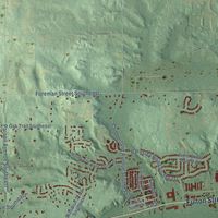 Second close-up of the map of Lowell, Kent County, Michigan print showing more streets and buildings