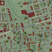 Second close-up of the map of Lowell, Michigan print showing more streets and buildings