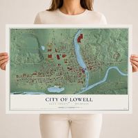 Map of Lowell, Michigan, 18 x 24 inch unframed archival matte print
