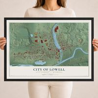 Map of Lowell, Michigan, 18 x 24 inch print in a black wood frame