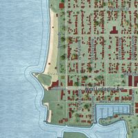 Second close-up of the map of Ludington, Michigan print showing more streets and buildings