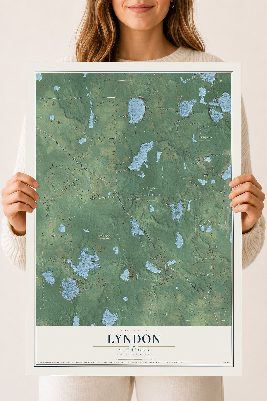Map of Lyndon, Michigan, 18 x 24 inch unframed archival matte print