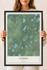 Map of Lyndon, Michigan, 18 x 24 inch print in a black wood frame