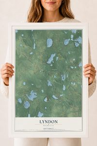 Map of Lyndon, Michigan, 18 x 24 inch print in a white wood frame