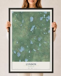 Map of Lyndon, Michigan, 24 x 36 inch print in a black wood frame
