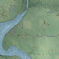 Second close-up of the map of Lyons, Ionia County, Michigan print showing more streets and buildings