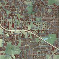 Close-up of the map of Madison, Wisconsin print showing street and building detail