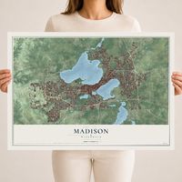 Map of Madison, Wisconsin, 18 x 24 inch unframed archival matte print