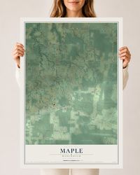 Map of Maple, Wisconsin, 24 x 36 inch unframed archival matte print