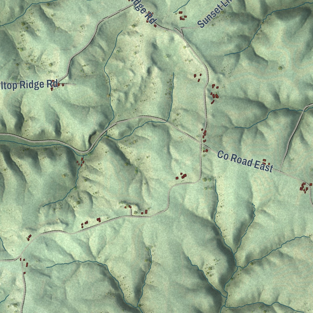 Second close-up of the map of Marietta, Wisconsin print showing more streets and buildings