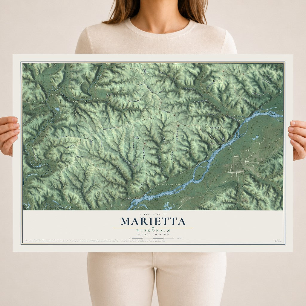 Map of Marietta, Wisconsin, 18 x 24 inch unframed archival matte print