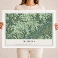 Map of Marietta, Wisconsin, 18 x 24 inch print in a white wood frame