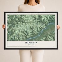 Map of Marietta, Wisconsin, 24 x 36 inch print in a black wood frame
