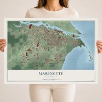 Map of Marinette, Wisconsin, 18 x 24 inch unframed archival matte print