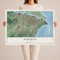 Map of Marinette, Wisconsin, 24 x 36 inch unframed archival matte print