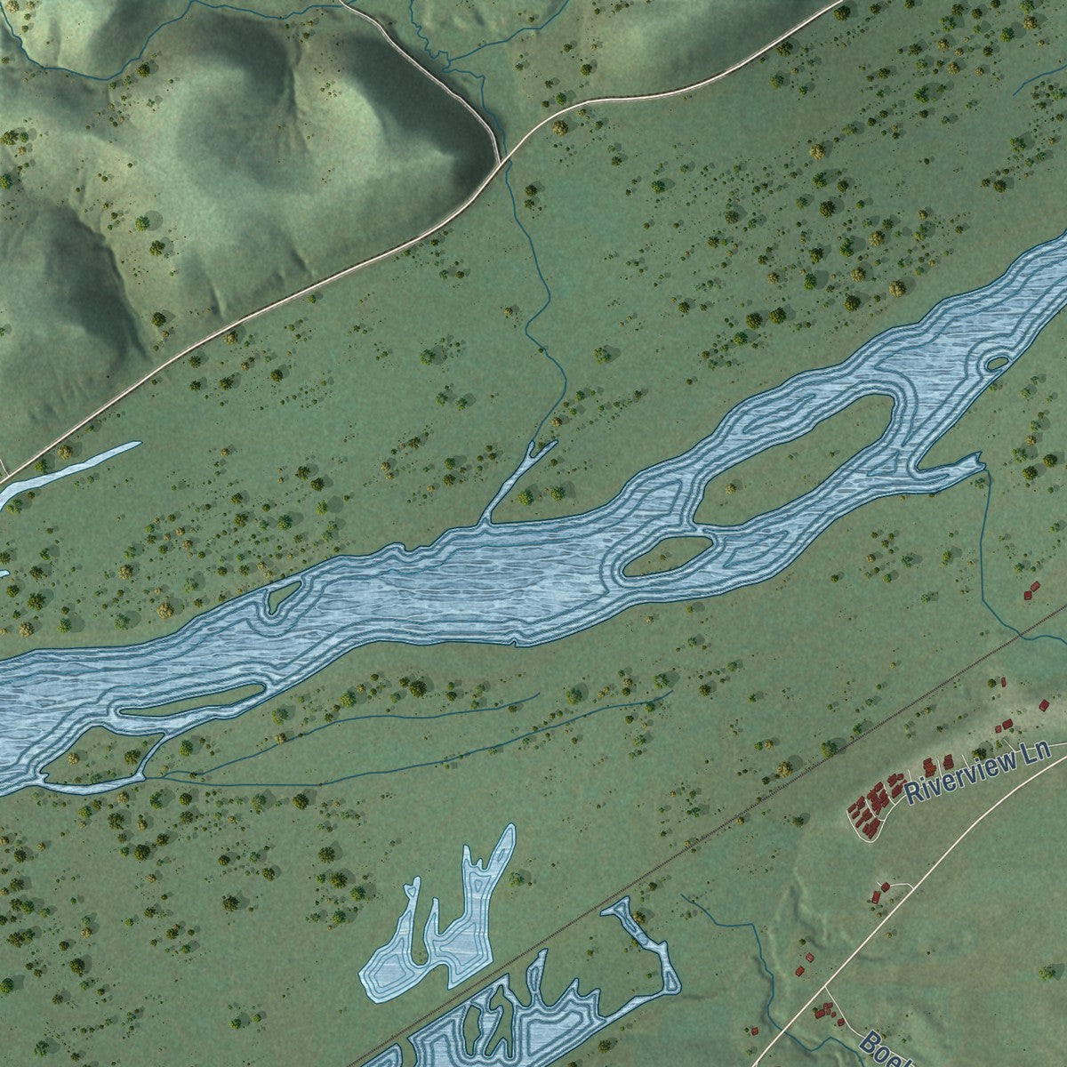 Second close-up of the map of Marion, Grant County, Wisconsin print showing more streets and buildings