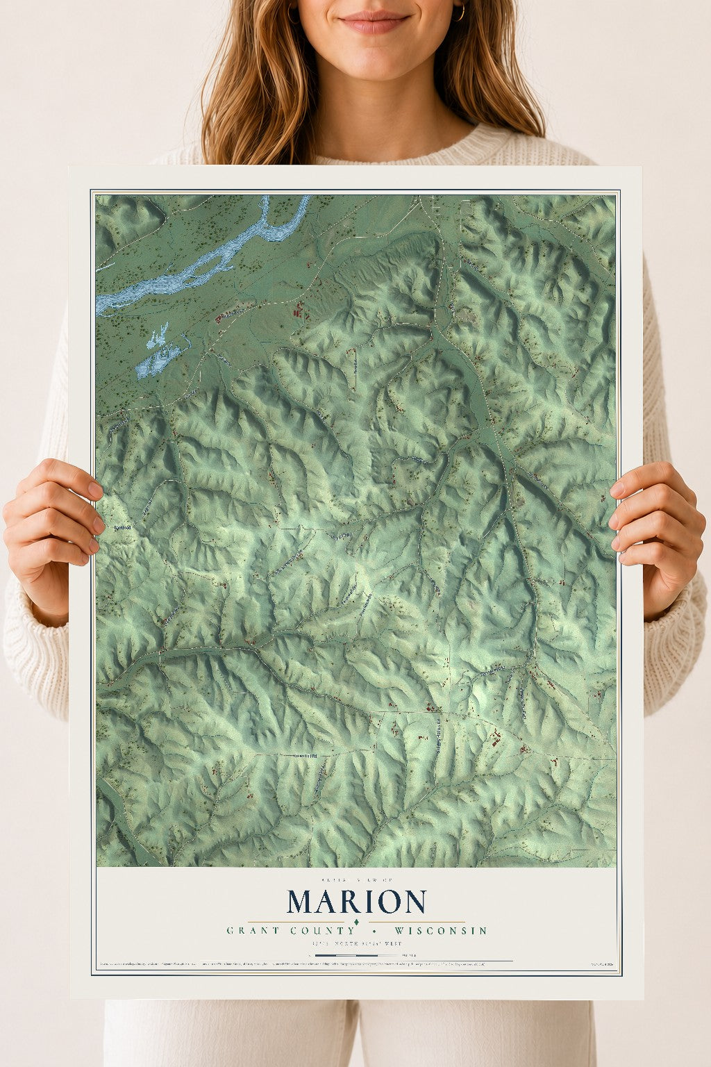 Map of Marion, Grant County, Wisconsin, 18 x 24 inch unframed archival matte print