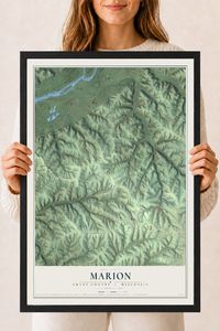 Map of Marion, Grant County, Wisconsin, 18 x 24 inch print in a black wood frame